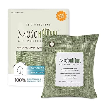 Moso Natural Air Purifying Bag, Odour Eliminator for Cars, Closets, Bathrooms and Pet Areas (200 g)