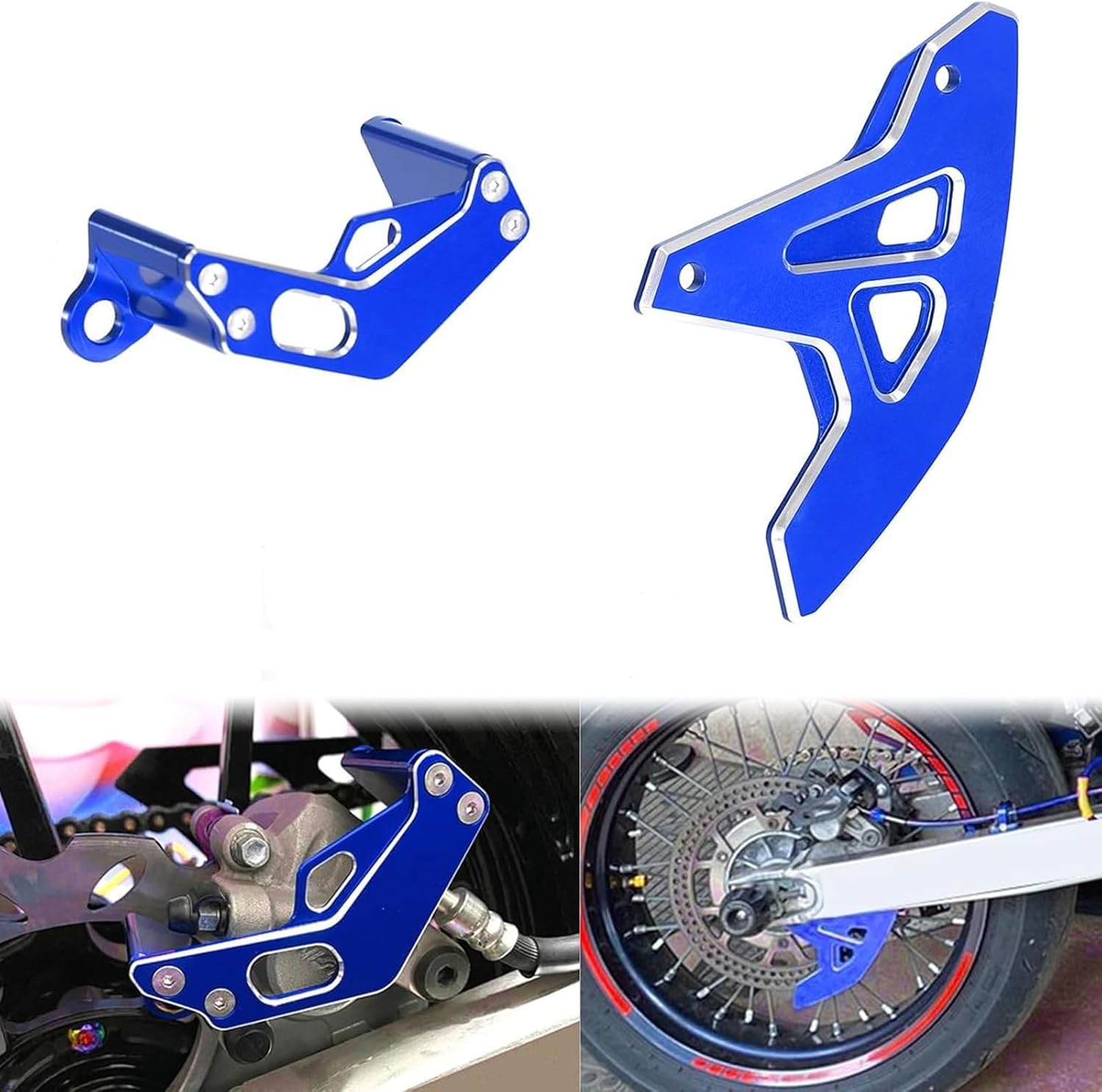 Compatible with DRZ400SM 2005-2024,RMZ250 2007-2022, RMZ450 2007-2022 - 3D CNC Rear Brake Disc Guard Cover & Rear Caliper Guard Cover (Blue)