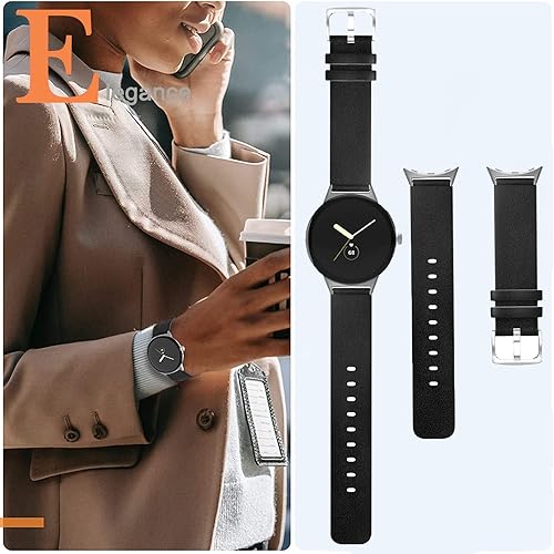 Miniatura 5 de Miimall Leather Band Compatible with Google Pixel Watch 4321 41mm for Women Men, Adjustable Quick-Release Genuine Leather Replacement Strap for