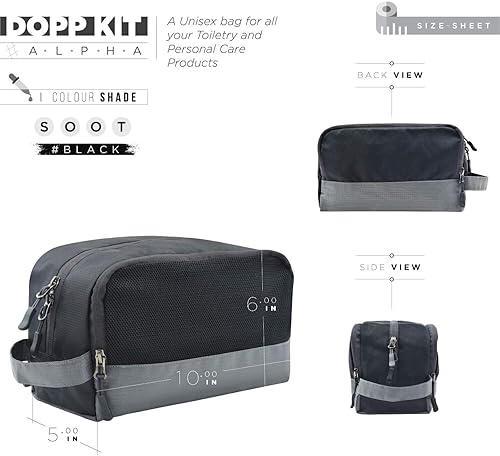 Miniatura 2 de FATMUG Bolsa organizadora de artículos de tocador para viajes, bolsa de afeitado, estuche para kit Dopp para hombre (multiusos, multicolor), Negro