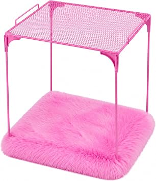 CroBlissful 2 Pcs Locker Organizer Shelf and Carpet Decorating Metal Mesh Locker Accessories Square Fur Rug for School Office Gym Organization Back to School EssentialsRose Red