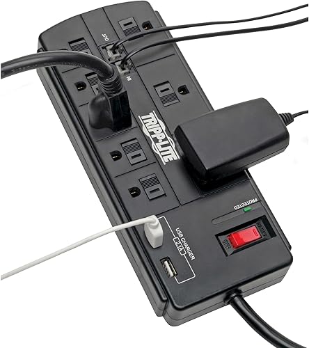 Miniatura 6 de Tripp Lite Protector de sobretensiones para oficina en casa con carga USB, 8 tomacorrientes protector de sobretensiones, 4 puertos USB, cable de 6