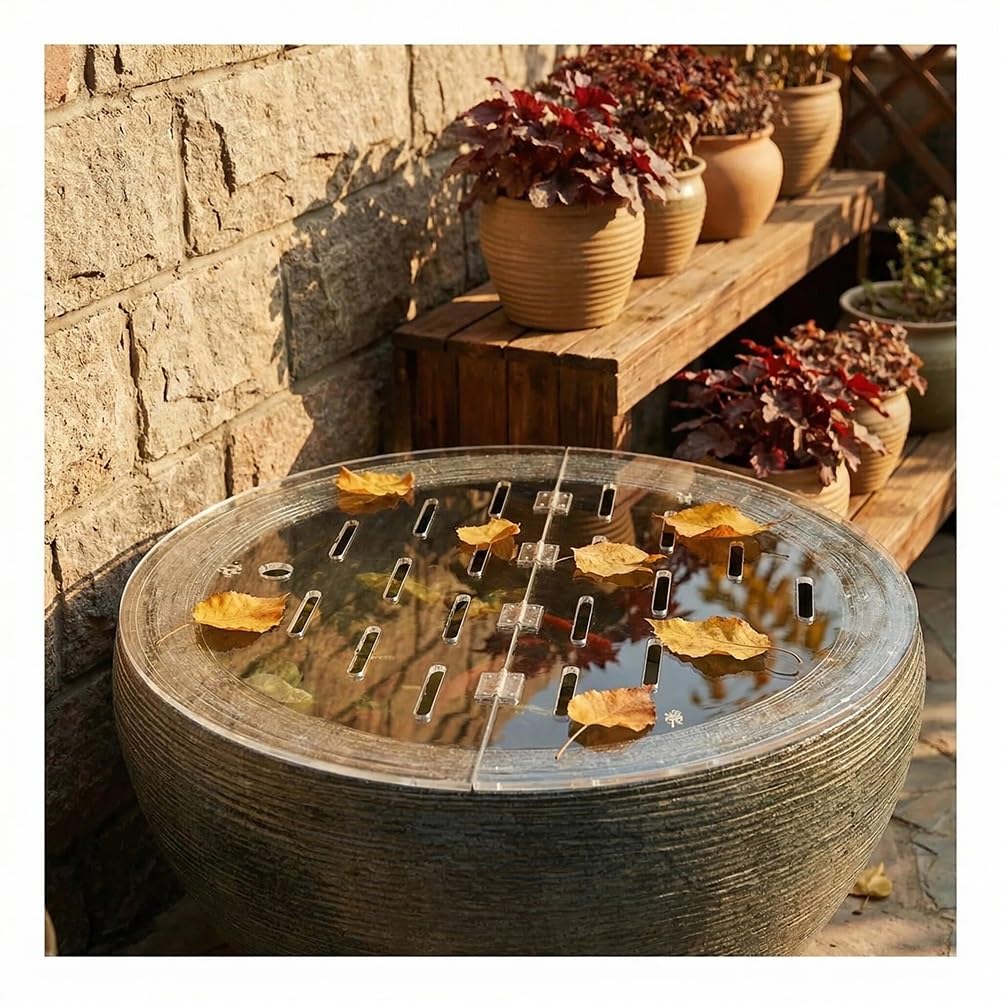 Rygcrud Couvercle d'aquarium en Acrylique Couvercle Contre-Fugue avec Trou, à Rabat Couvercle Rond pour Aquarium pour Poissons, Reptiles et Tortues(40cm)