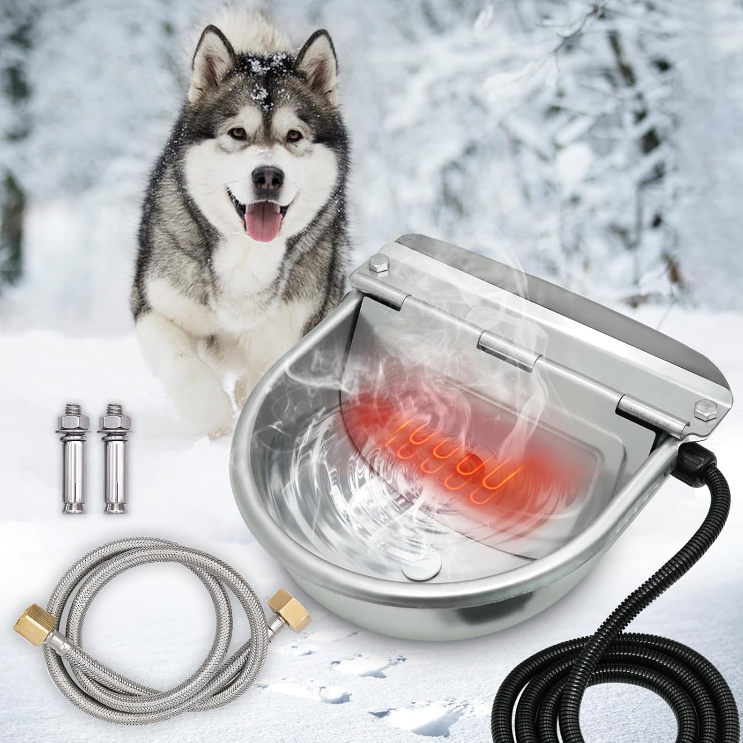 Pet Supplies Heated Water Bowl for Dogs Cats Heated Pet Bowl Thermal