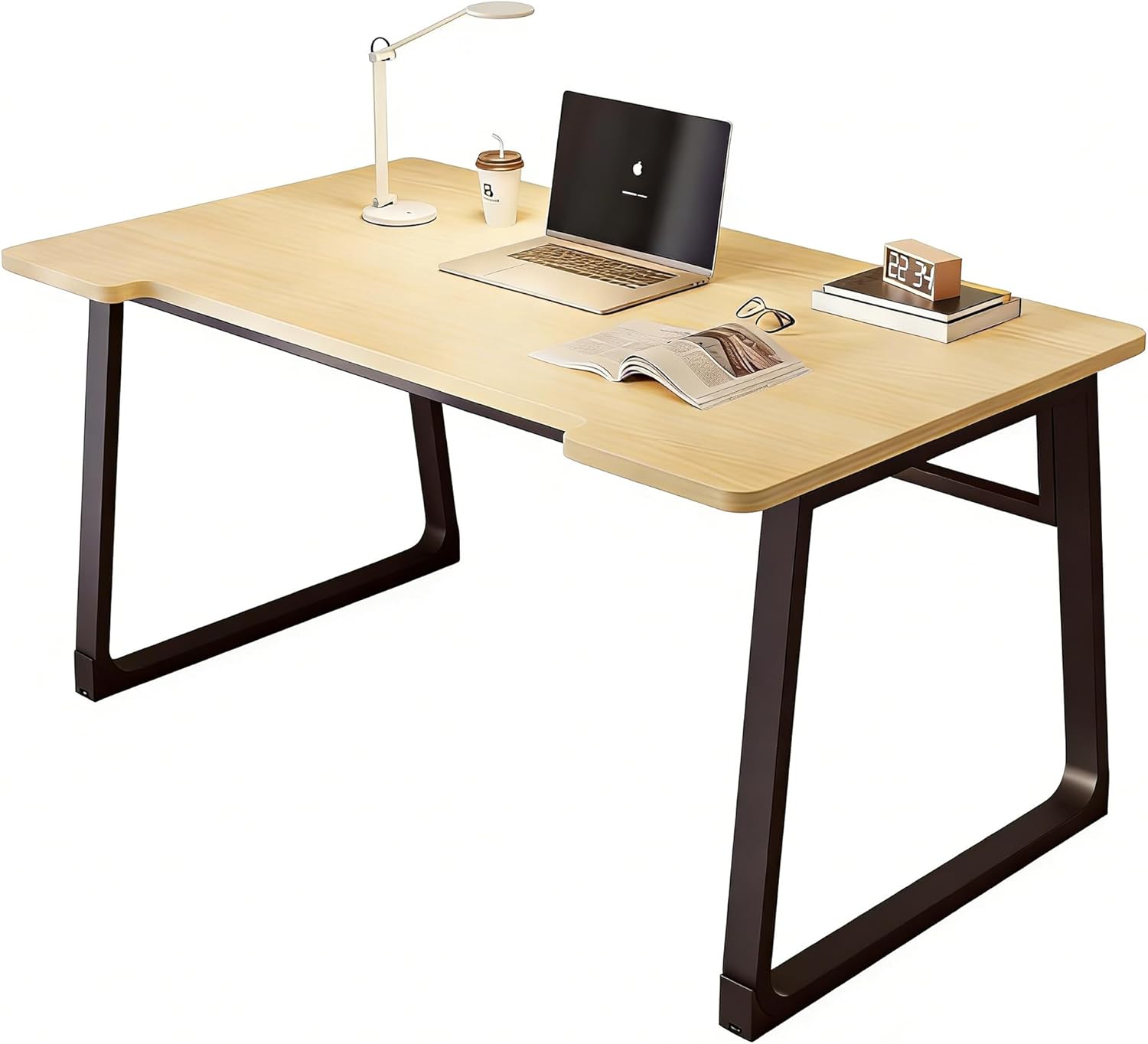 Computer Desk 39.4 Inch Small Office Desk with Wood Top and Metal Frame, Study Writing Desk for Home, Bedroom, Gaming, U-Shaped Leg Design, Modern Simple