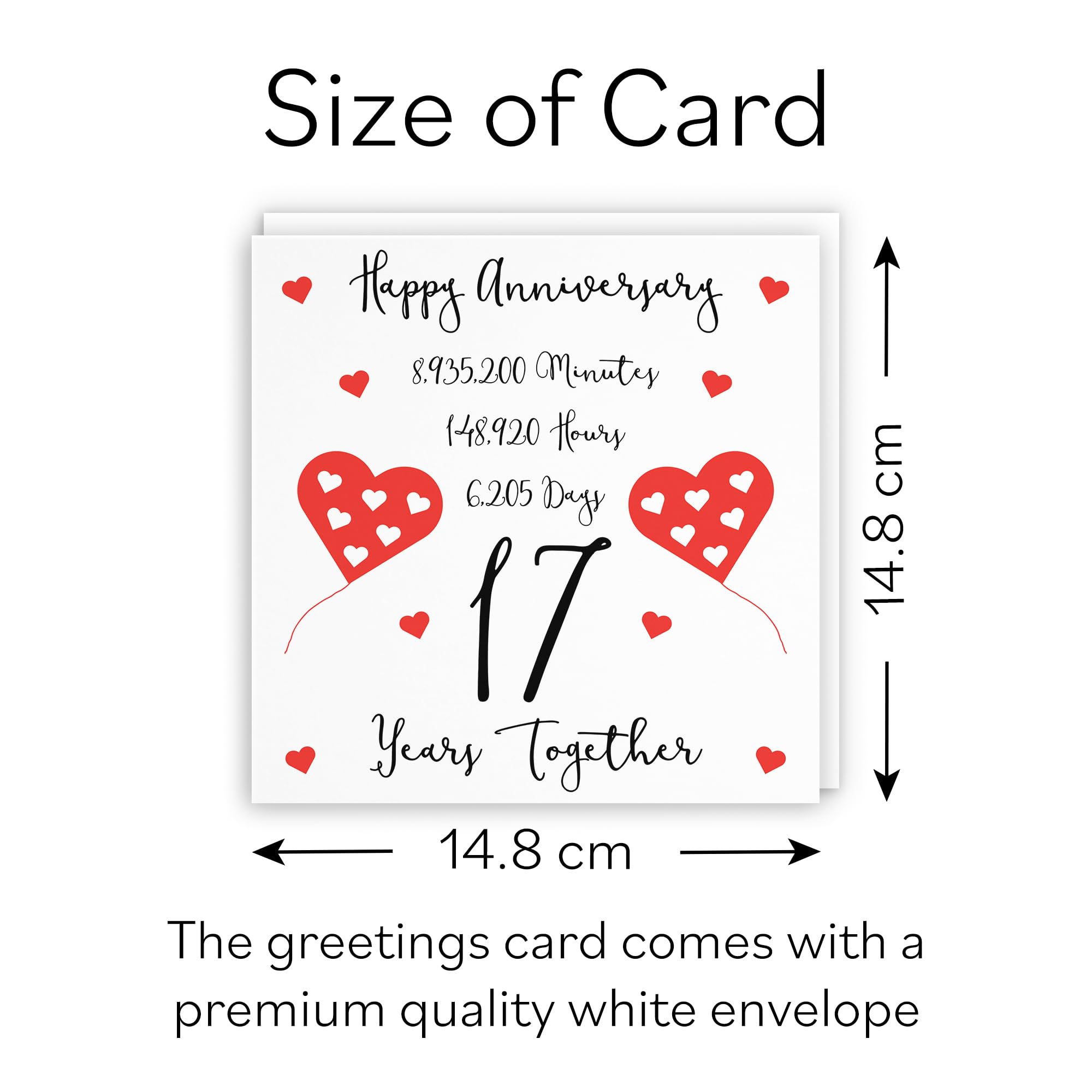 Hunts England - 17th Wedding Anniversary Card - 17 Years Together - Happy Anniversary - Timeless Collection - Image 4