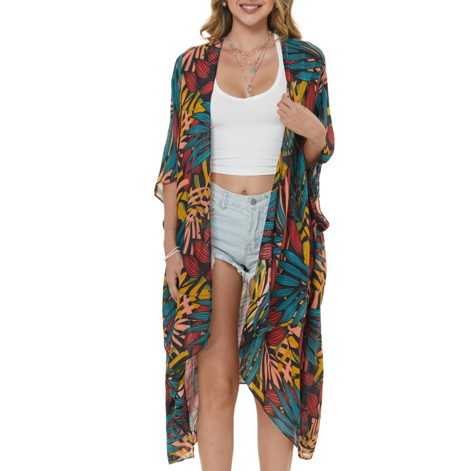 Beach Kimonos for Women Swimsuit Cover Up Boho Kimono Cardigans 2025 Summer Casual Resort Wear-image-40