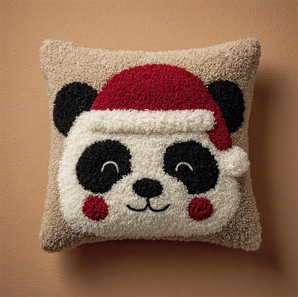 FWRTYCB Latch Hook Kits for Adults Beginners Christmas Panda Pillow Sofa C