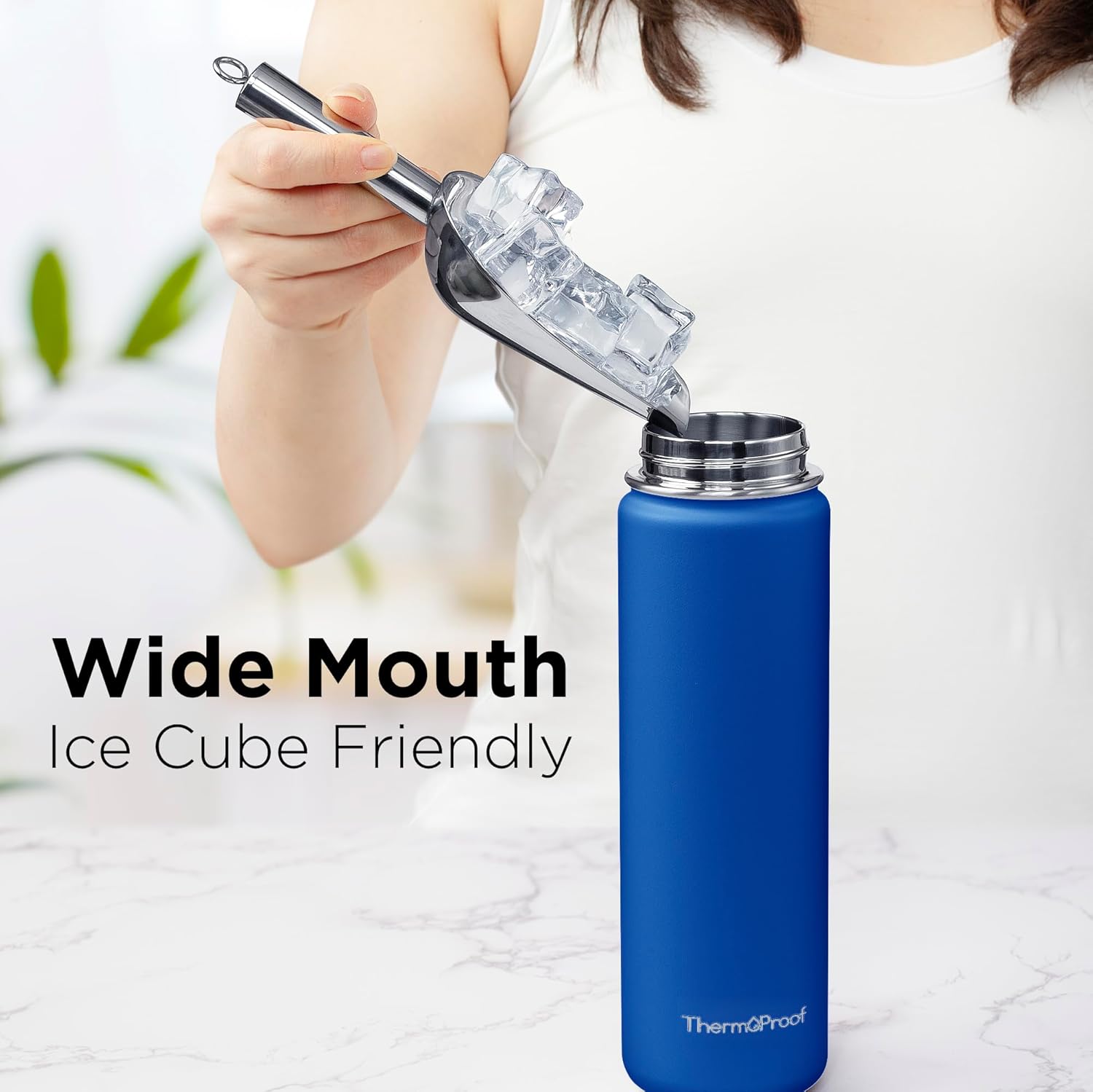 ThermoProof Double-Walled Vacuum Insulated Stainless Steel Water Bottle - Wide Mouth with Chug & Spout Lids, Dishwasher Safe, Reusable, Leakproof, Hot & Cold for Men, Women & Kids - 22oz, Blue - Image 7