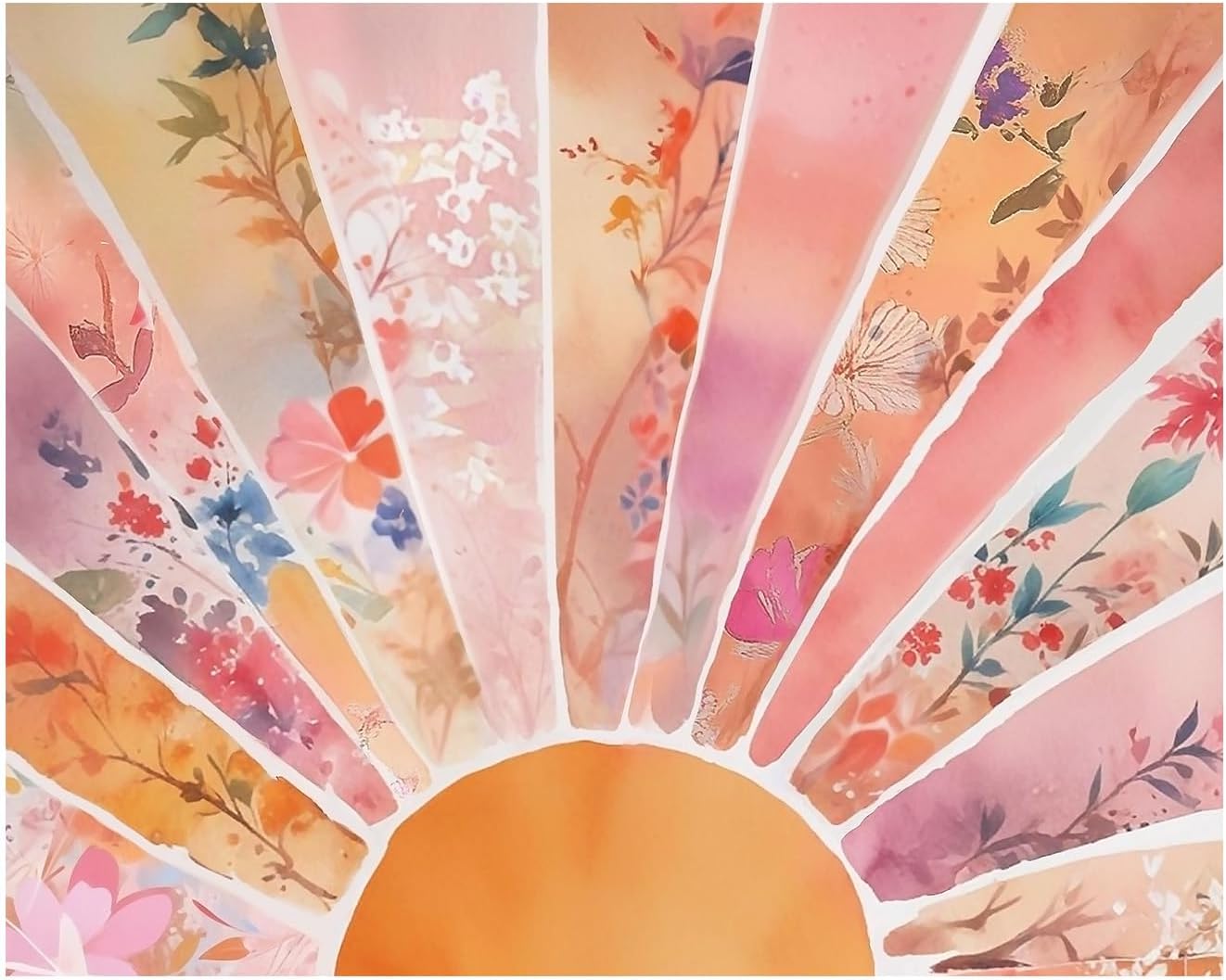 RLTXBUK Abstract Boho Floral Sun Paint by Numbers Kit for Adults Beginners Kids 4-12, Mid Century Modern Orange and Pink Sunrise DIY Oil Painting Kits on Canvas Framed for Home Decor Gifts 20x16 in