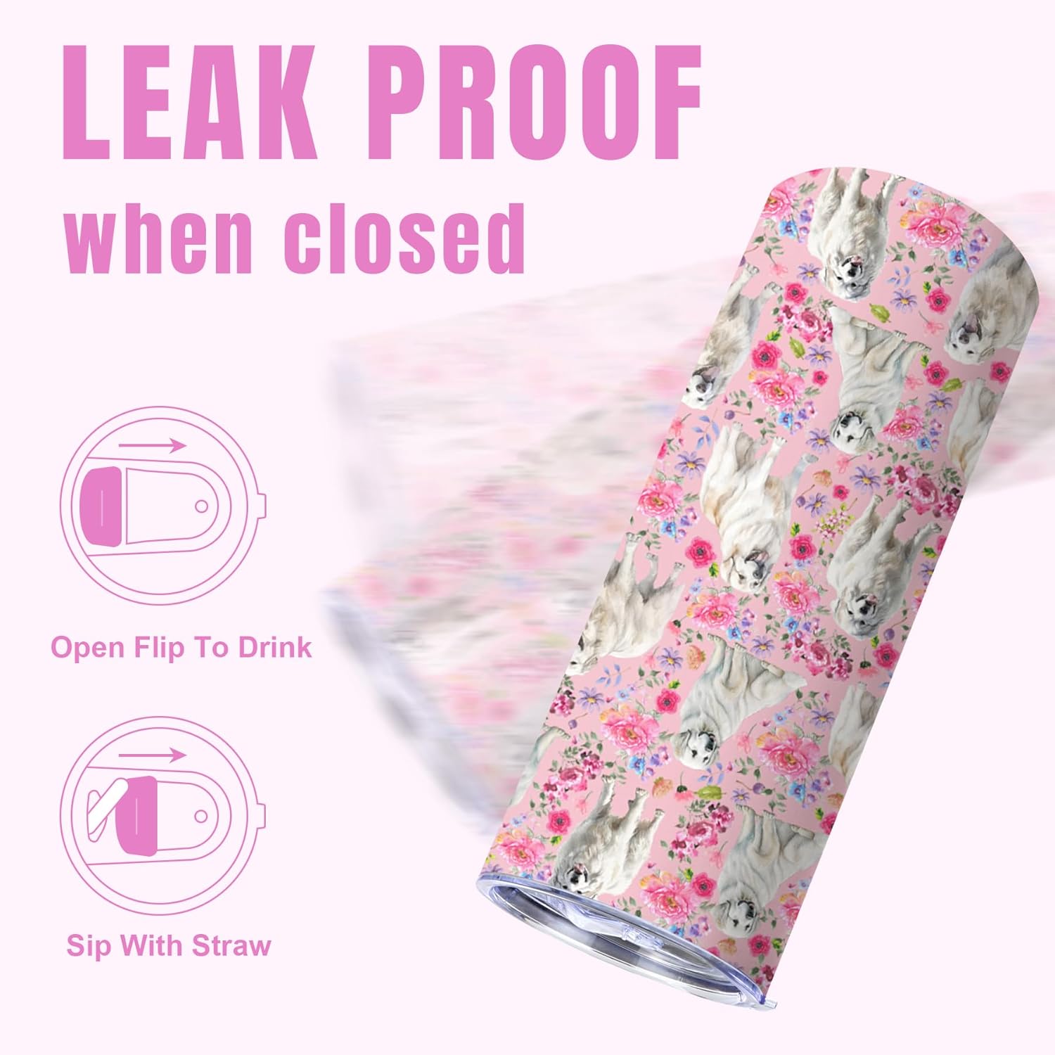 Great Pyrenees Gifts for Women, 20oz Stainless Steel Insulated Tumbler Travel Mug Cup with Lid Straw Brush, Gifts for Dog Mom Dog Lover - Image 4