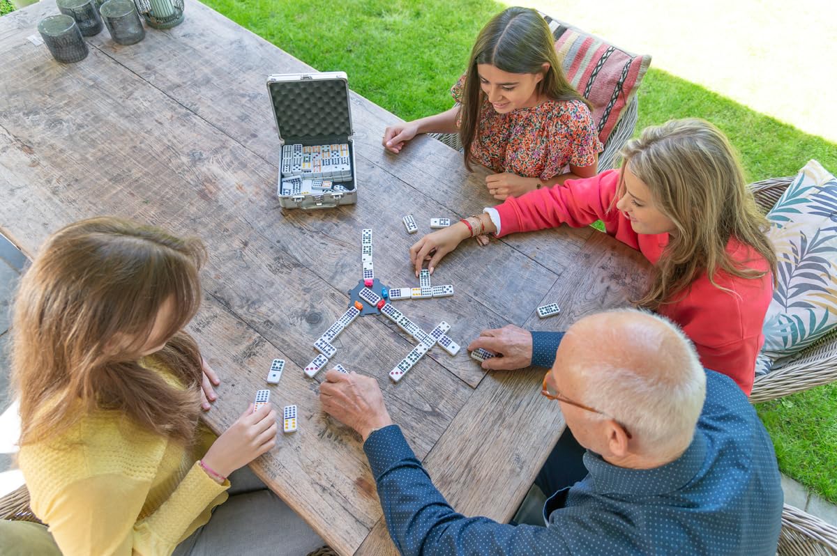 Engelhart – 250160 – Mexican Train – metalowe pudełko – komplet akcesoriów – domino D12 – 91 kamieni – dla 2–8 graczy – 6+