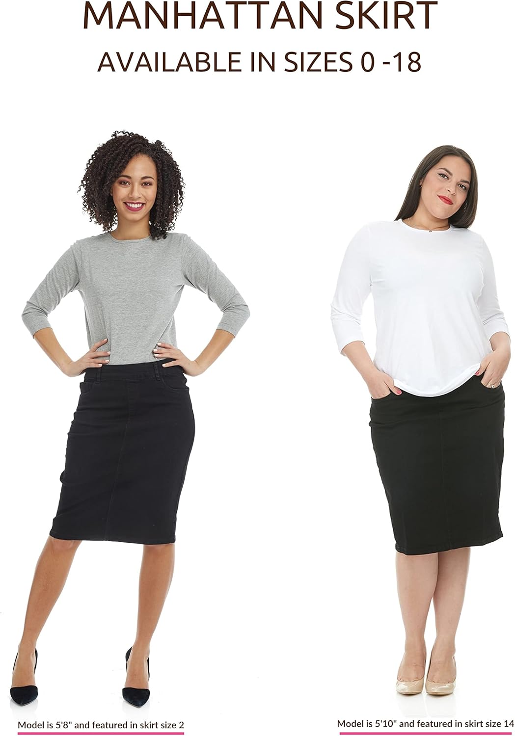 ESTEEZ Women’s Straight Fit Denim Jean Skirt – Knee-Length, Stretch, Pockets – Manhattan - Image 4