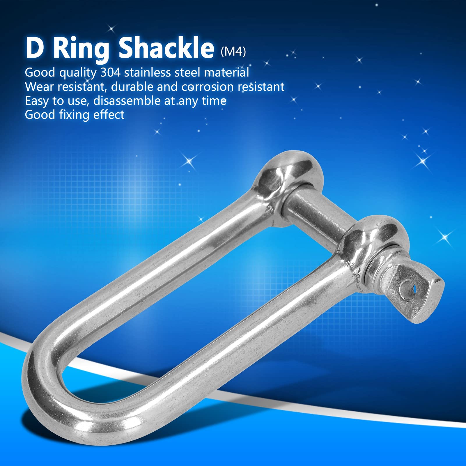 Respicefinem L N Shackle 304 Stainless Steel Straight Screw Pin Chain Wire Rope Connector3Pcs (10pcsM4)
