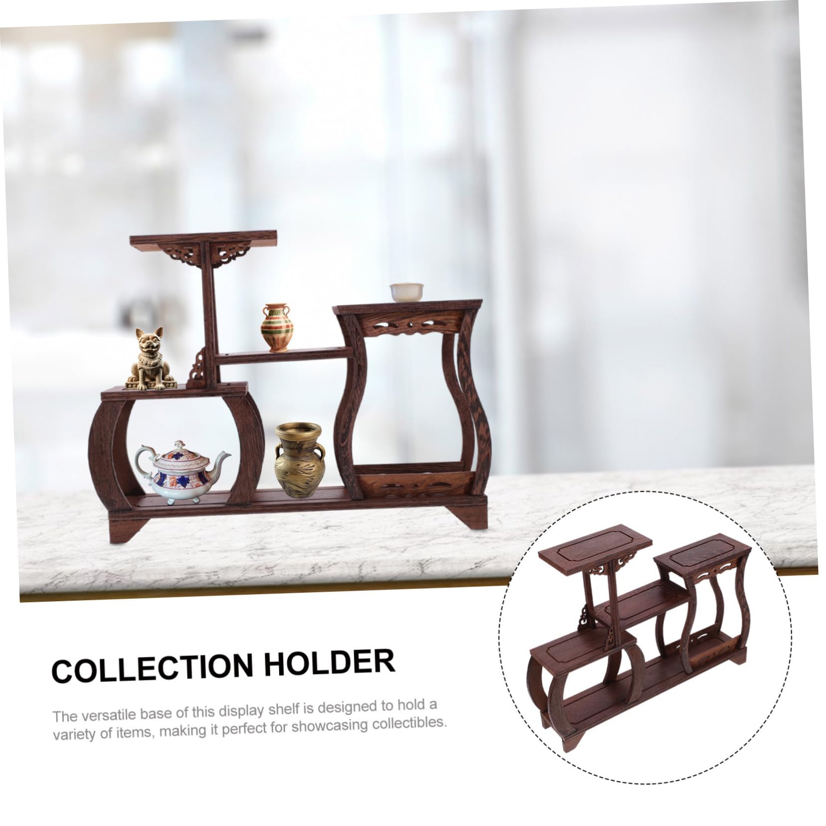 Zerodeko Espositore da Collezione in Legno, Multistrato, Stile Cinese
