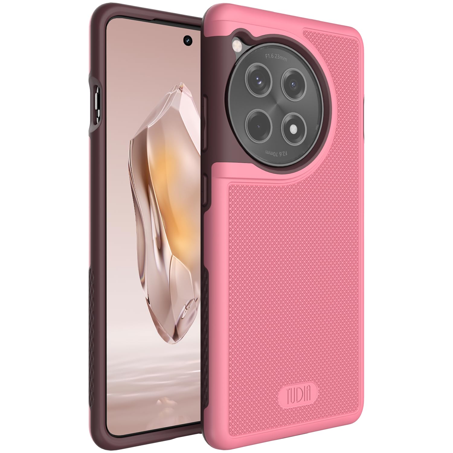 TUDIA MergeGrip [Military Grade] Designed for OnePlus 12R Case 5G (2024), [Drop Tested] Dual Layer Shockproof Slim Tough Heavy Duty Protective Phone Case - Smokey Pink
