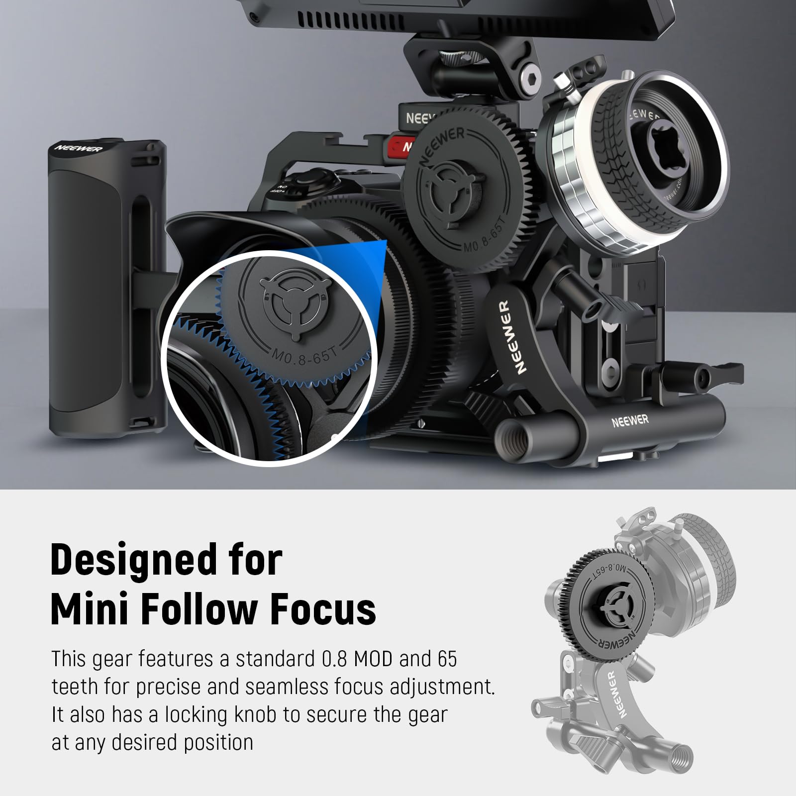 NEEWER Ingranaggio M0.8-65T per Follow Focus, Standard 0,8 MOD e 65 Denti Compatibile con SmallRig Follow Focus e NEEWER Mini Follow Focus, PG007