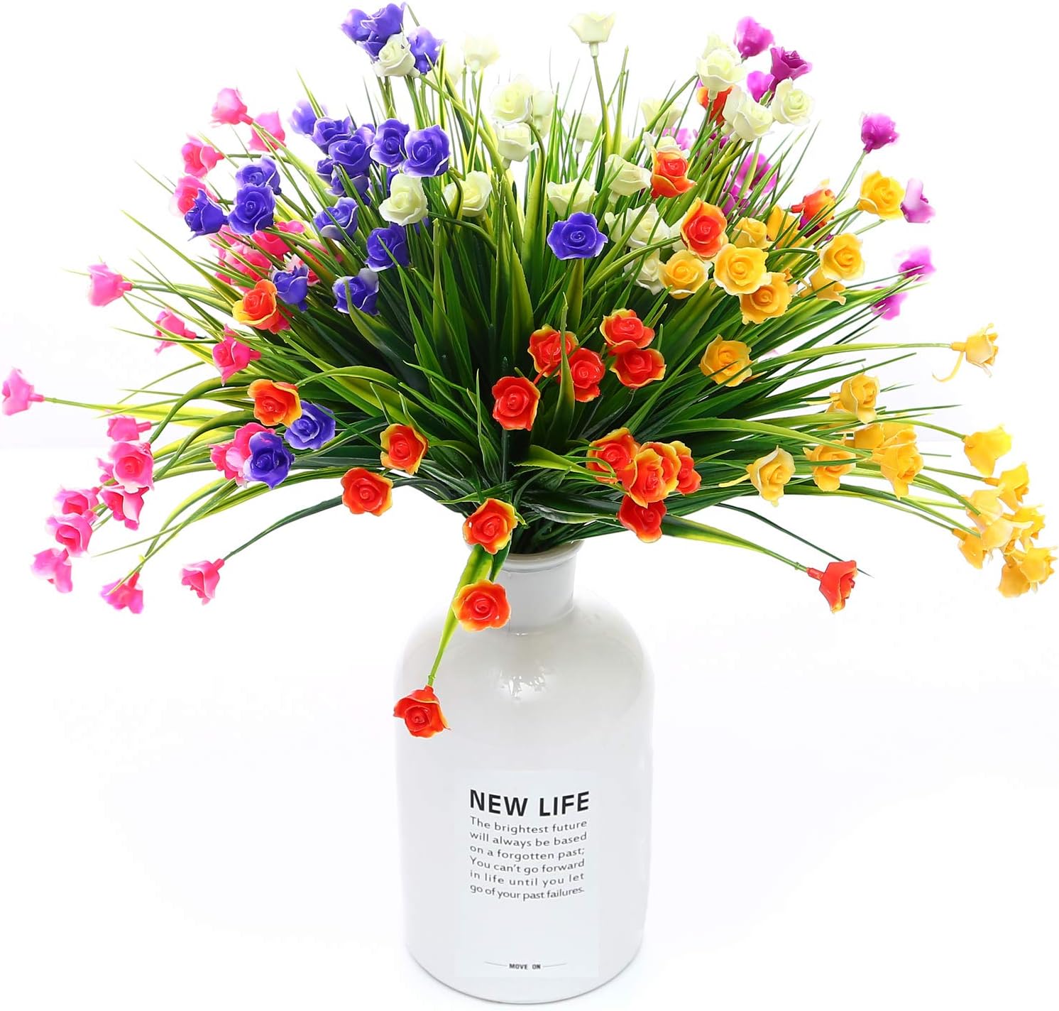 Well Love Artificial Flower 6 Bundles Home Greenery Shrubs Kitchen Wedding Party Garden Bushes Plants Office Indoor Outside UV Resistant Hanging Planter DIY Mini Rose Mix Color Gift Set