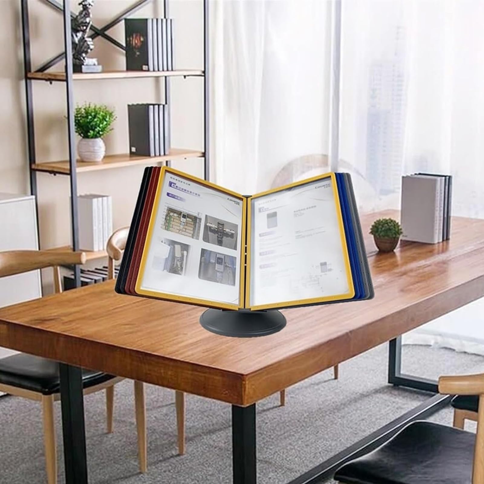 Desktop Reference Organizer, File Organizer Intended for Desk, 10 Double Face Display Pockets, Adjustable Desk Flip File Holder, Flip and Find Reference Showcase Document,Multi-colored-10 pages