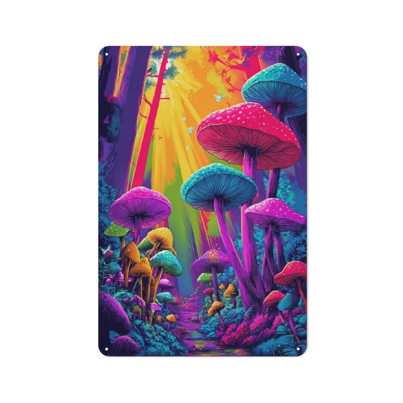 Enchanted Forest Pathway Old Style Metal Wall Decor 30x20cm, Decorative Tin Plaque for Cafe, Pub, Workshop Or Home Bar
