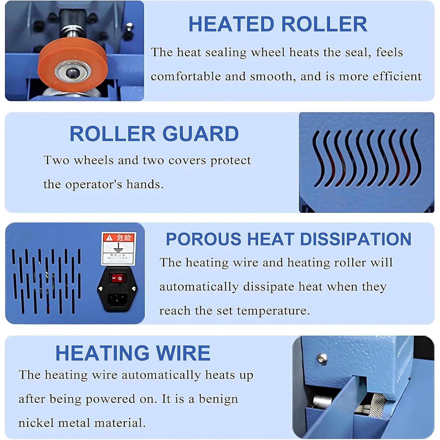 Selladora Industrial De Banda Continua, Máquina Termoselladora De Bolsas De Plástico con Pantalla Digital LED, Temperatura De Sellado De 0-200 ℃ Y Velocidad De Sellado De 5 M/min
