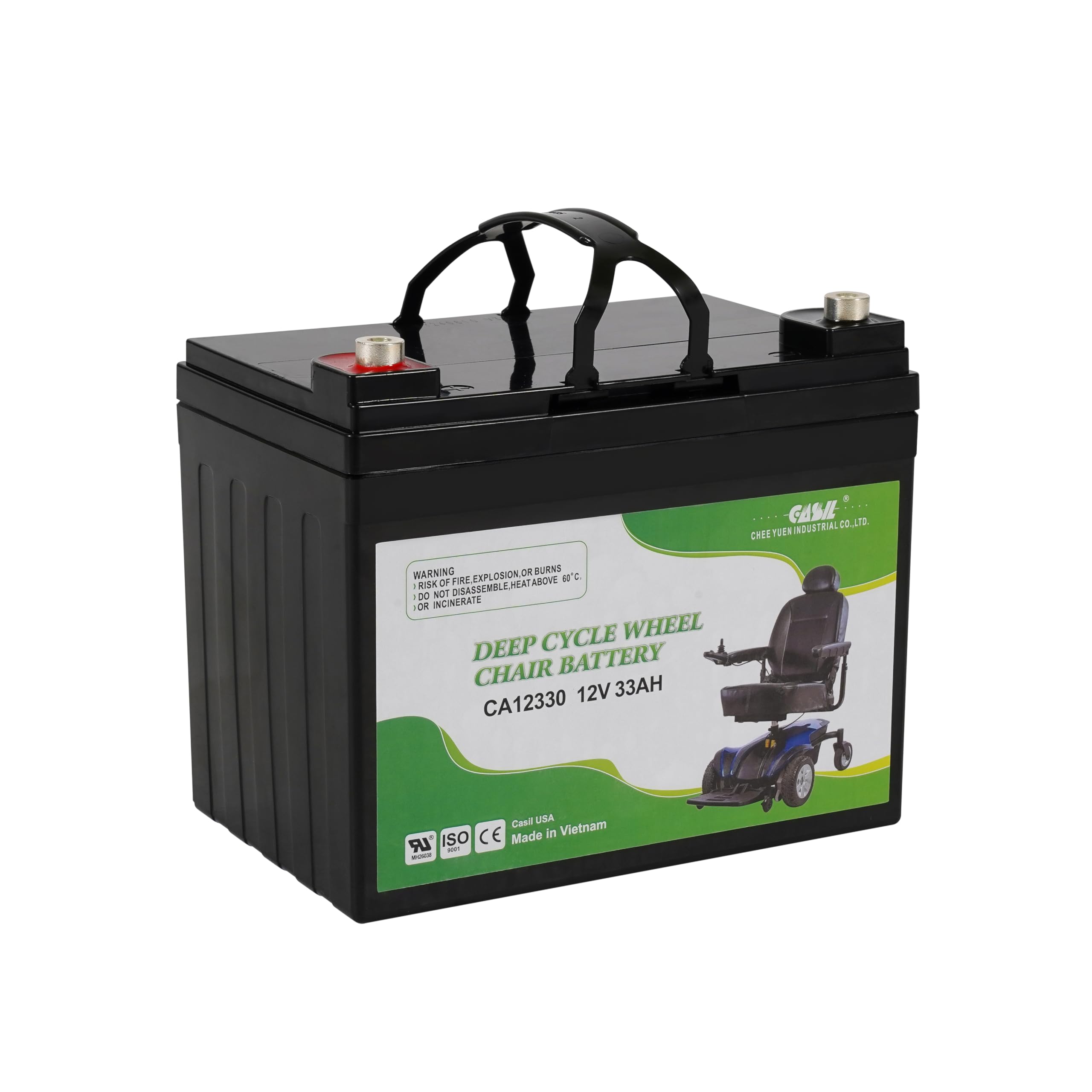 Casil 12V 33Ah Deep Cycle Battery for Pride Jazzy Select Electric Wheelchair