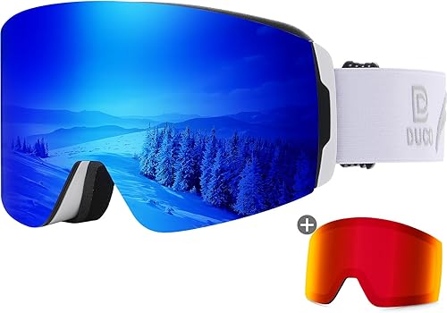 Miniatura 6 de DUCO Gafas de esquí con lente magnética para snowboard, protección UV400 antivaho sobre gafas OTG gafas de deportes de nieve DCS002