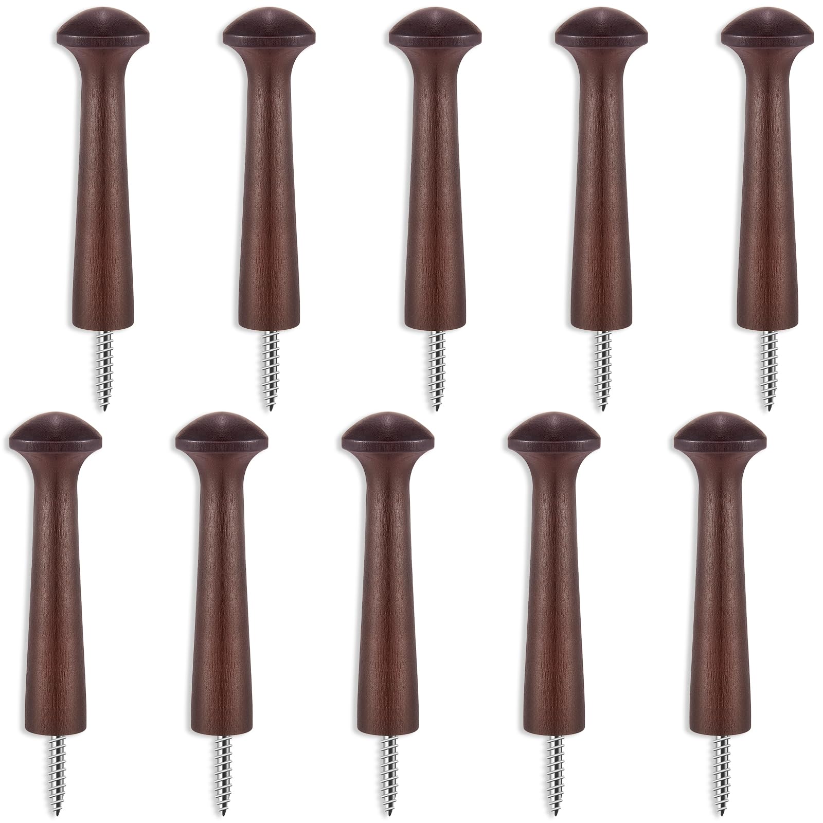 Photo 1 of 10 Pieces Wooden Shaker Peg Screw-on Pegs 3.62 Inch Long Unfinished Wood Shaker Racks for Hanging Clothes Hats Towel and More DIY Paint Color (Dark Brown)