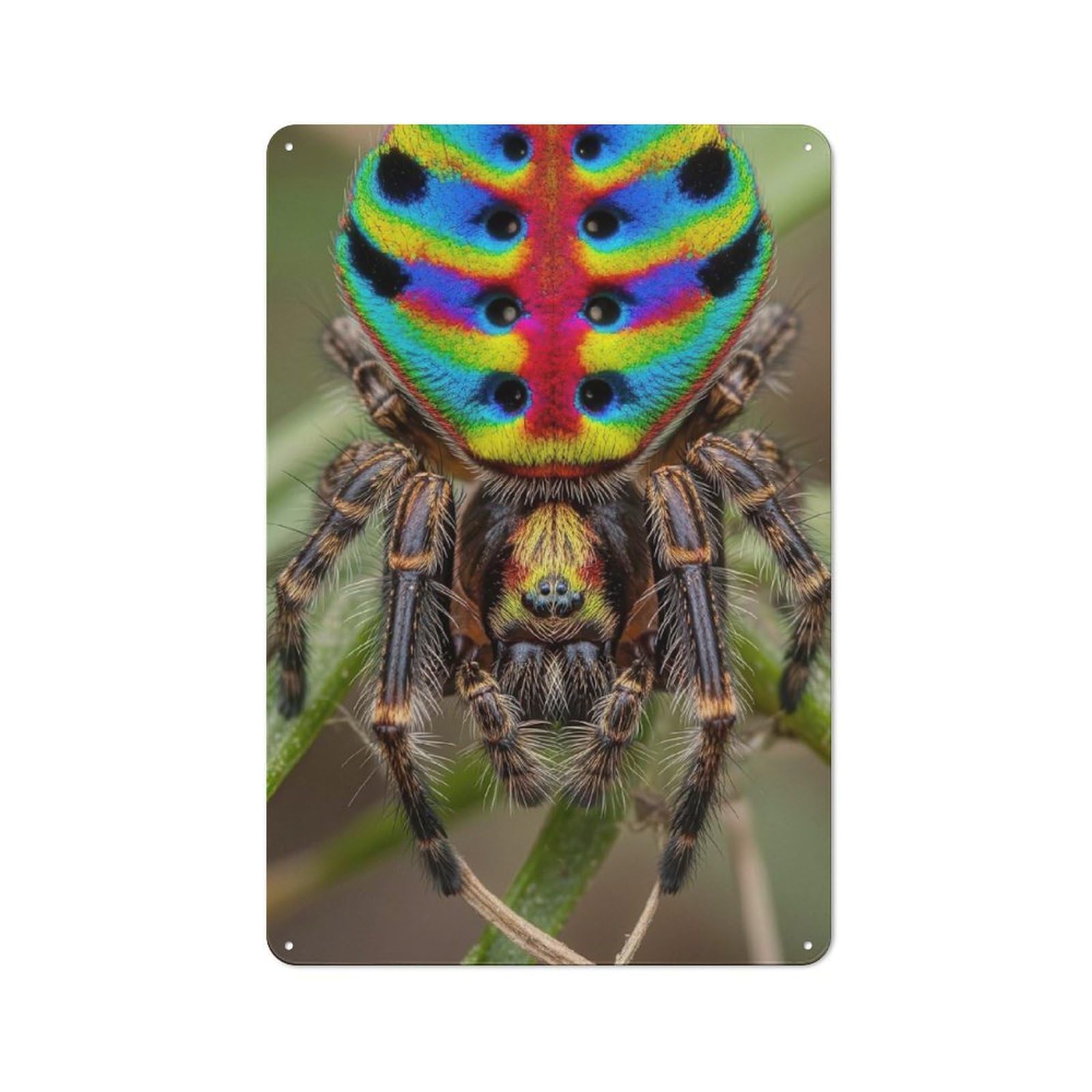 Metal Plaque 30x20cm with Peacock Spider Macro Shot for Pub Or Café, Vintage Decor, for Pub Decor Enthusiasts