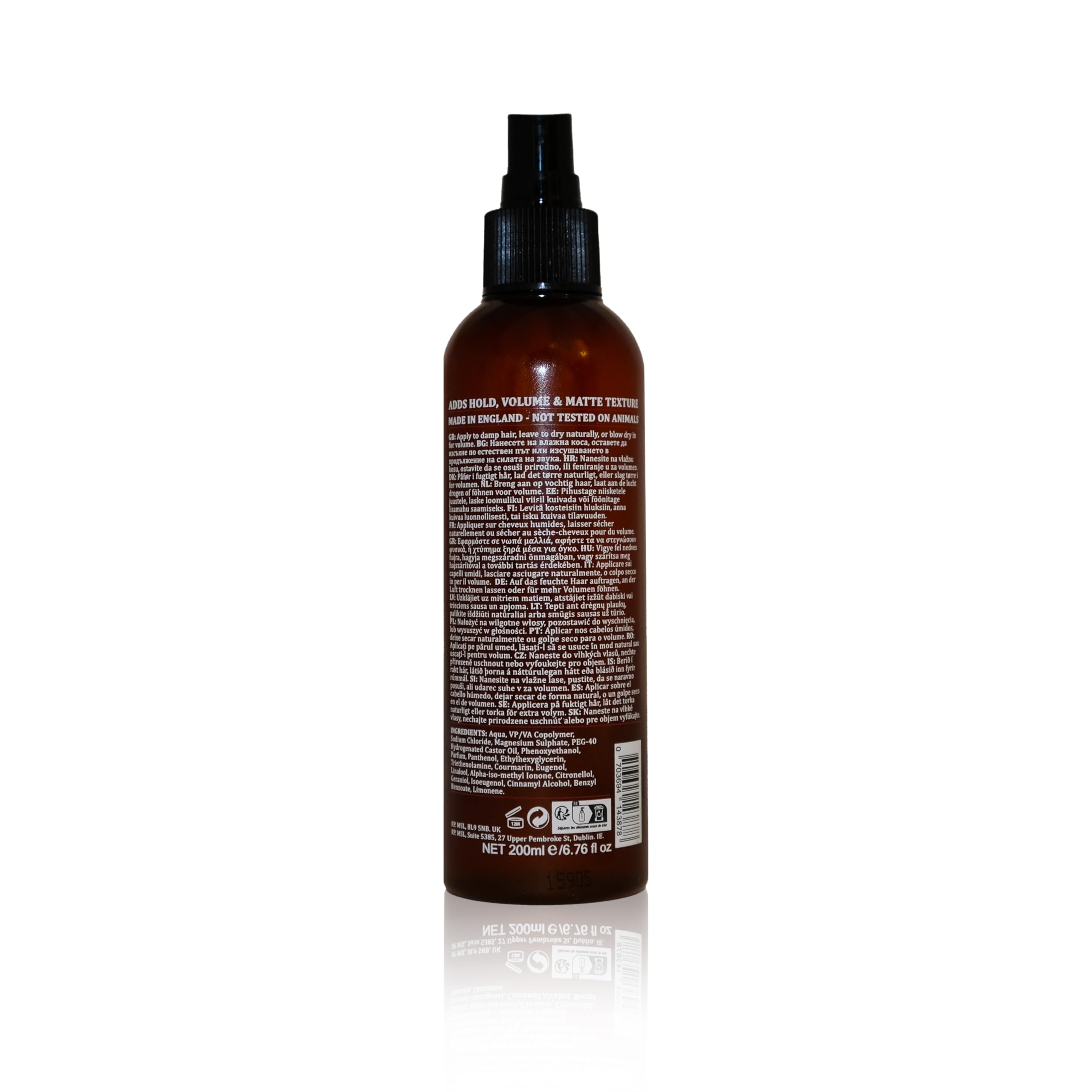 Dapper Dan Meersalz-Haarspray für Männer Duo-Pack, texturierendes Spray für Volumen, Dicke & mattes Finish, Strandwellen, Surfer-Stil, natürlicher Look, Sandelholzduft, 2 x 200ml