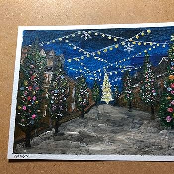 手描き ハンドメイド アート クリスマス絵画 抽象画【大きな星と祈りの木 】 手描き ハンドメイド アート クリスマス絵画 抽象画【大きな星と