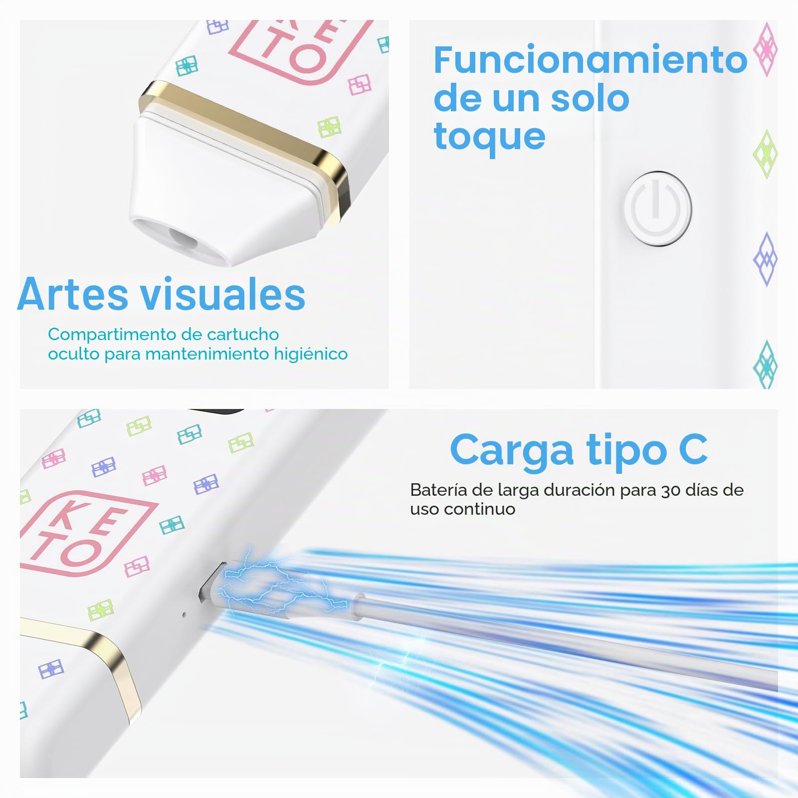 Medidor de aliento de cetona de última generación con memoria de 64 lecturas, analizador de cetonas recargable para rastrear tendencias de cetosis, probador de aliento de acetona portátil para dietas