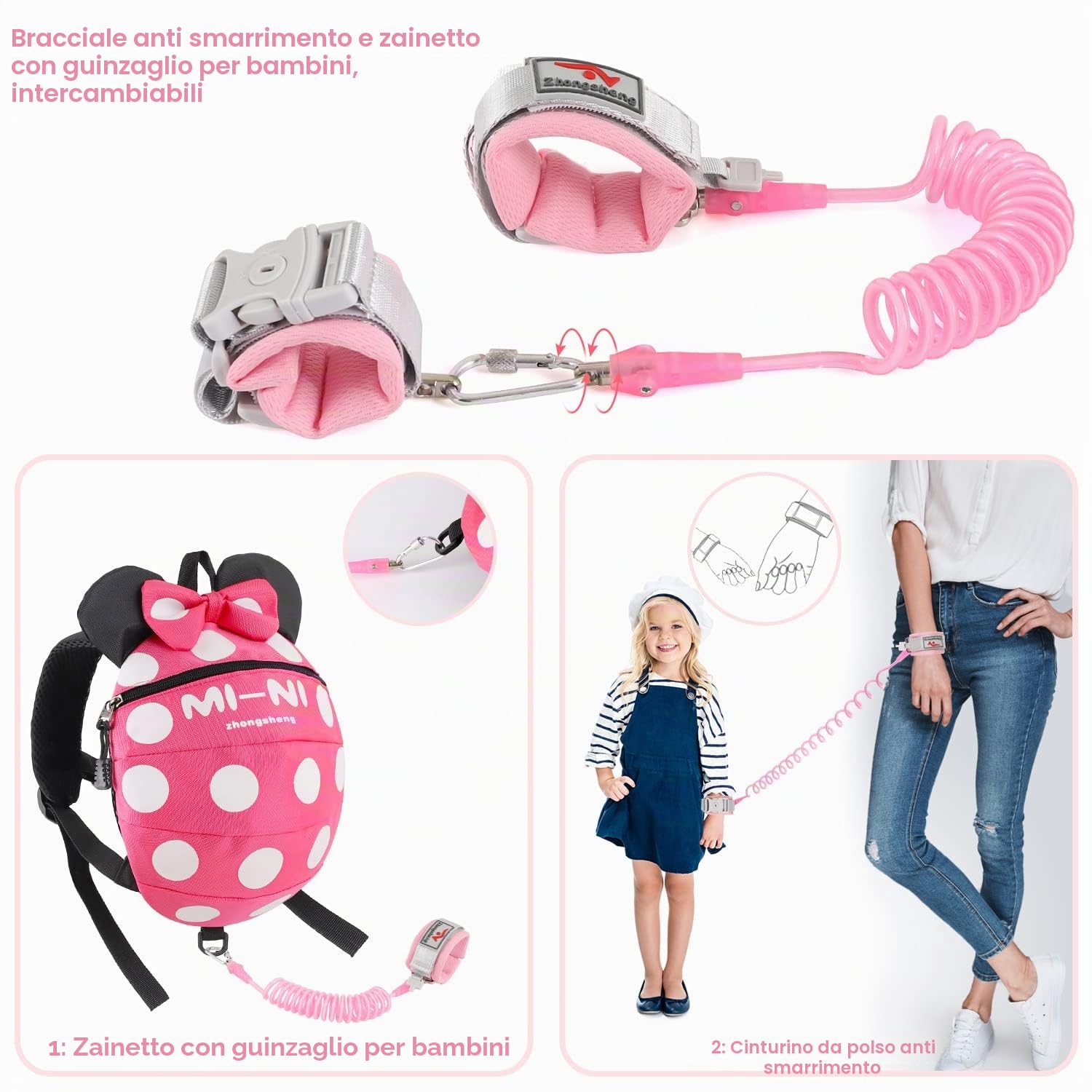 Guinzaglio per bambini per camminare + cinturino di sicurezza anti smarrimento 4 in 1 per bambini, neonati e bambini, imbracatura di sicurezza