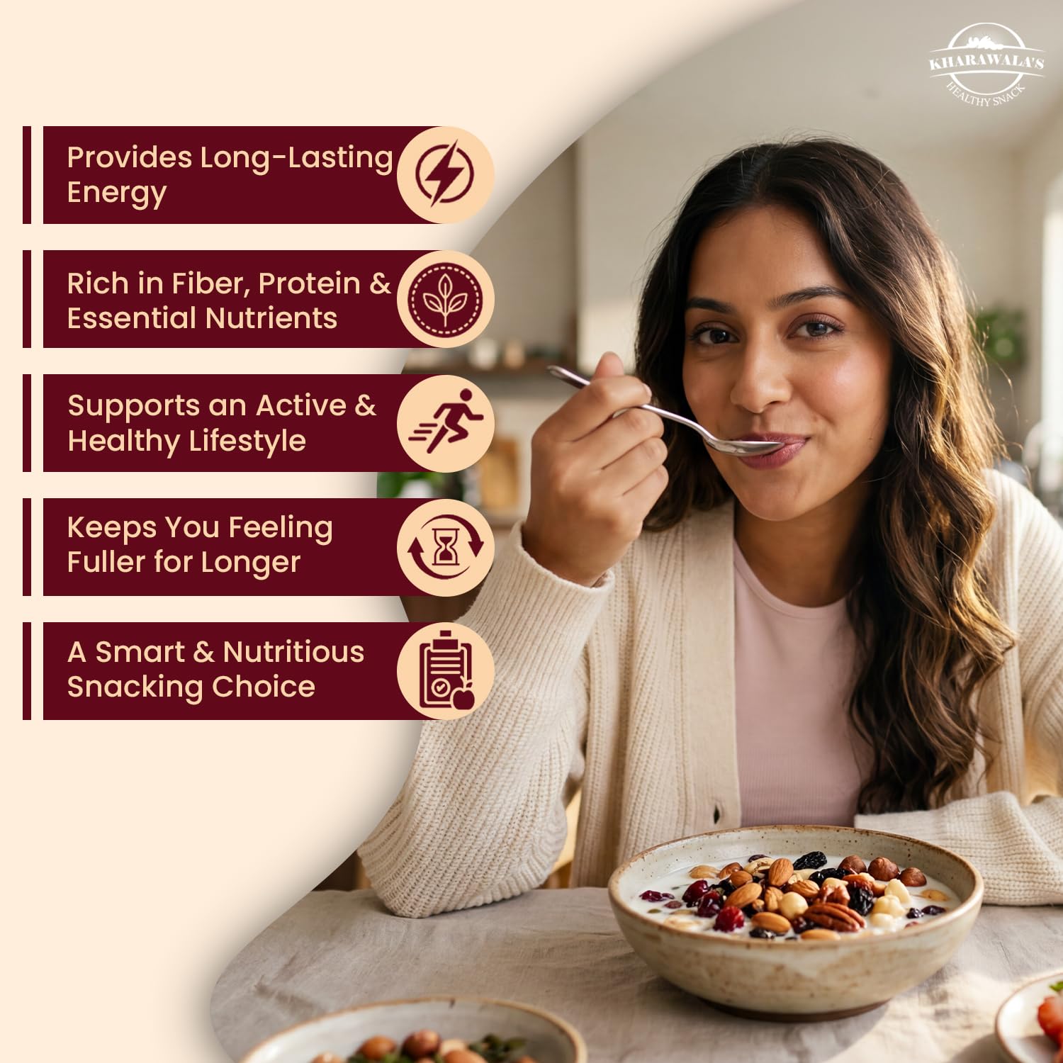 KHARAWALA'S Breakfast Mix - Pack of 2 (200gm Eac) | Fusion of Roasted Pumkin Seed, Almonds, Pecan Nuts, Hazelnut, Cranberry & Black raisins 2