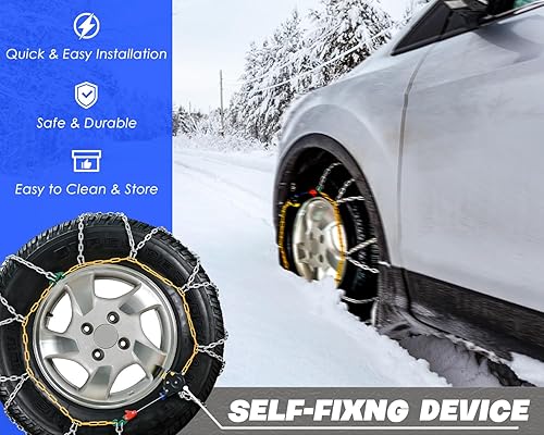 Miniatura 2 de Snow-Chains - Cadena de tracción de neumáticos de 1 minuto de ajuste rápido, fácil instalación, portátil, reutilizable, universal, cadena de