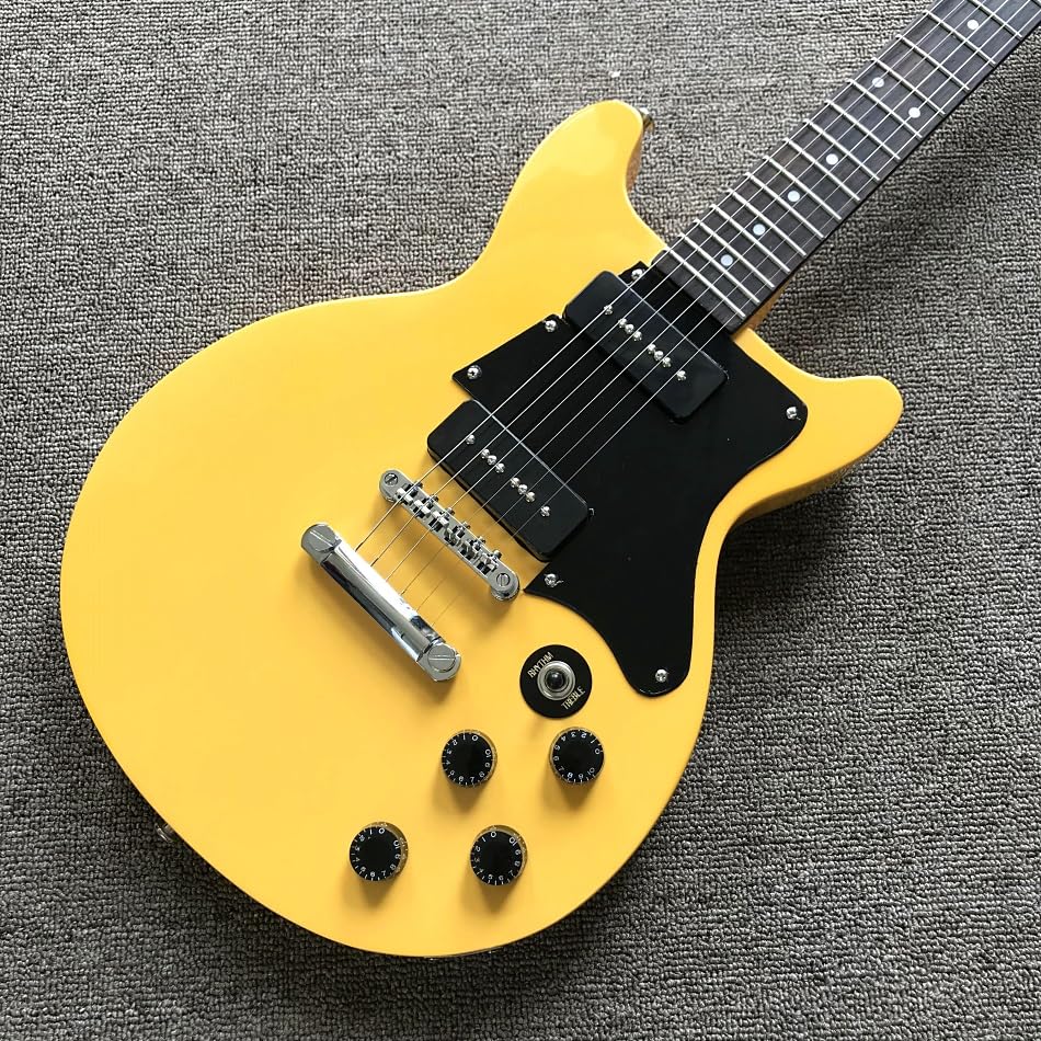 Chitarra elettrica gialla personalizzata con tastiera in palissandro e hardware cromato - Guitarra Electrica