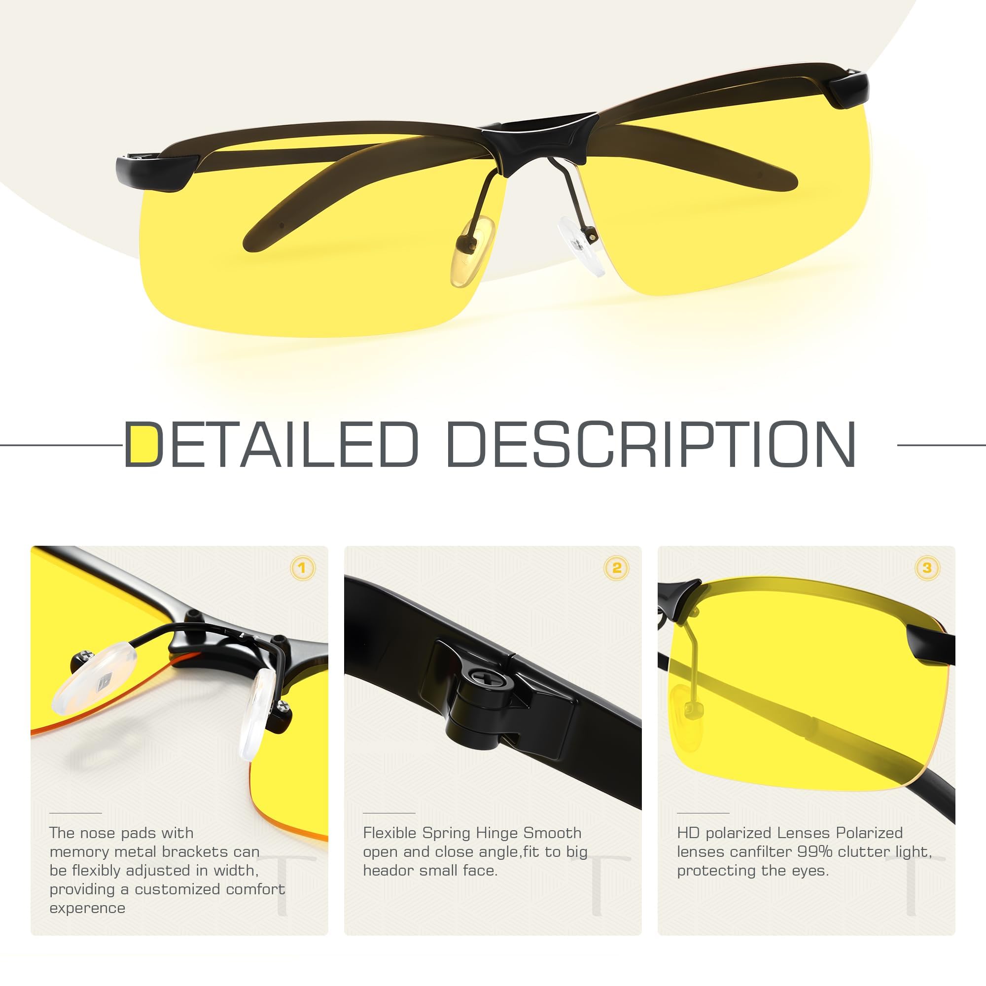 Gafas de conducción nocturna para hombres, gafas de visión nocturna, antirreflejos, antirreflejos, para viajes y viajes largos