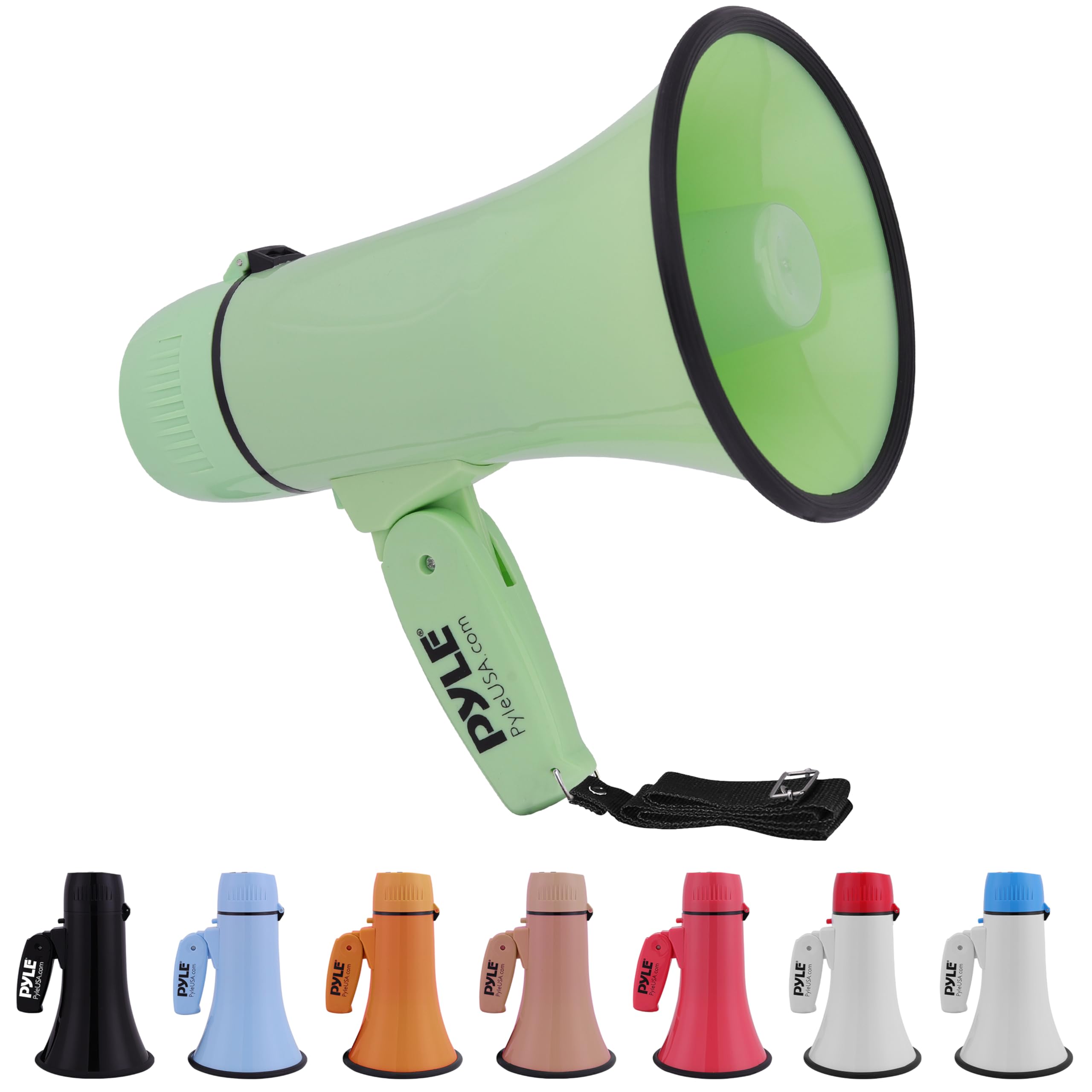 Pyle Unisex Pmpra213bk Lightweight And Portable Bullhorn Megaphone, Aux (3.5mm) Input For MP3/Music, Automatic Siren, 20-Watt, MIC/TALK (Green), Green