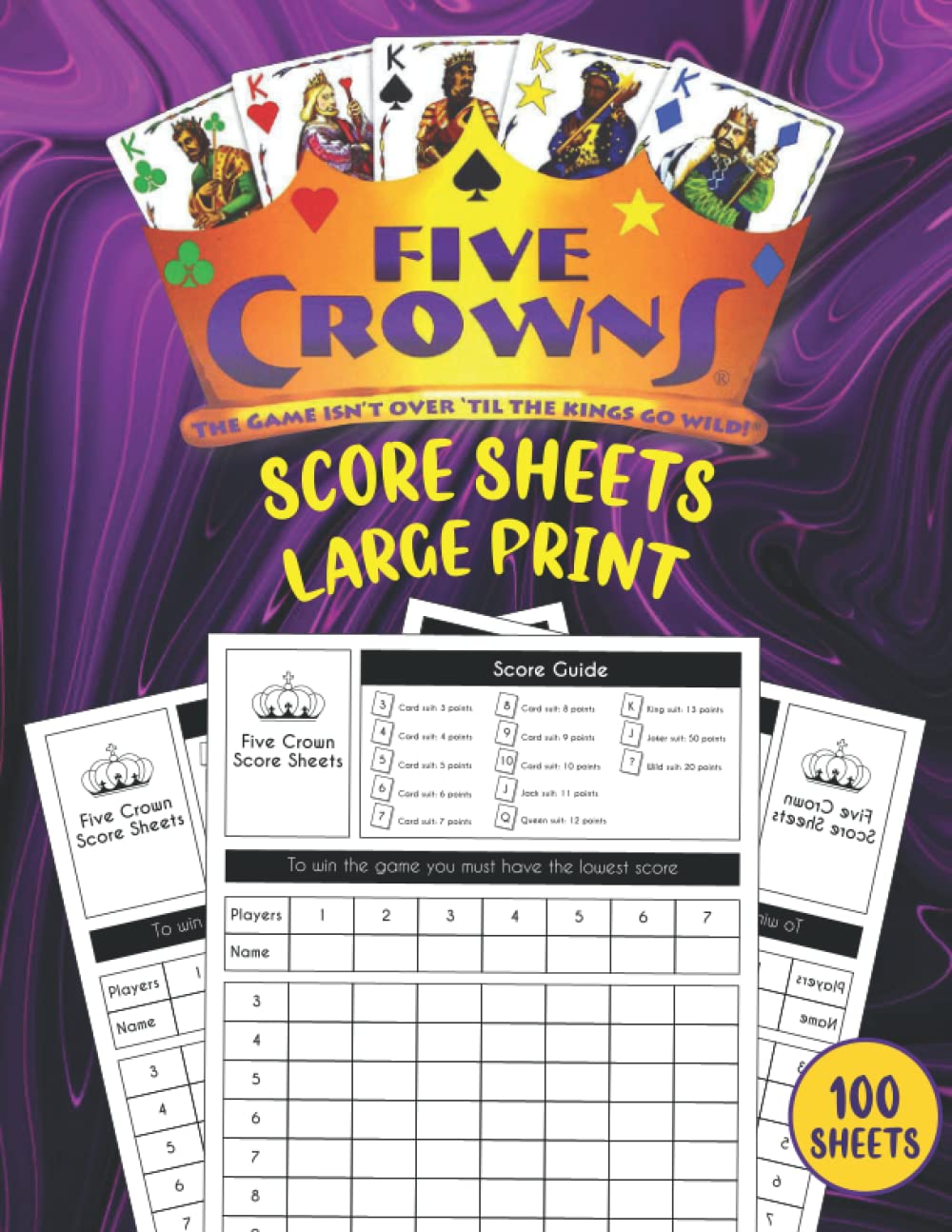 Five Crowns Score Sheets Large Print five crowns card game for adults