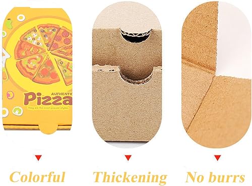 Miniatura 4 de 12 cajas de pizza de 7 x 7 pulgadas, caja de cartón cuadrado amarillo y marrón para pizza mantiene la pizza fresca, cajas de almacenamiento de
