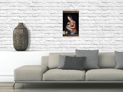 Miniatura 4 de La Virgen de la Leche, by Luis de Morales 16th-century, Roman Catholic Christian Icon, Mother of Jesus Wood Framed Canvas Print, Size - 11.8x15.7