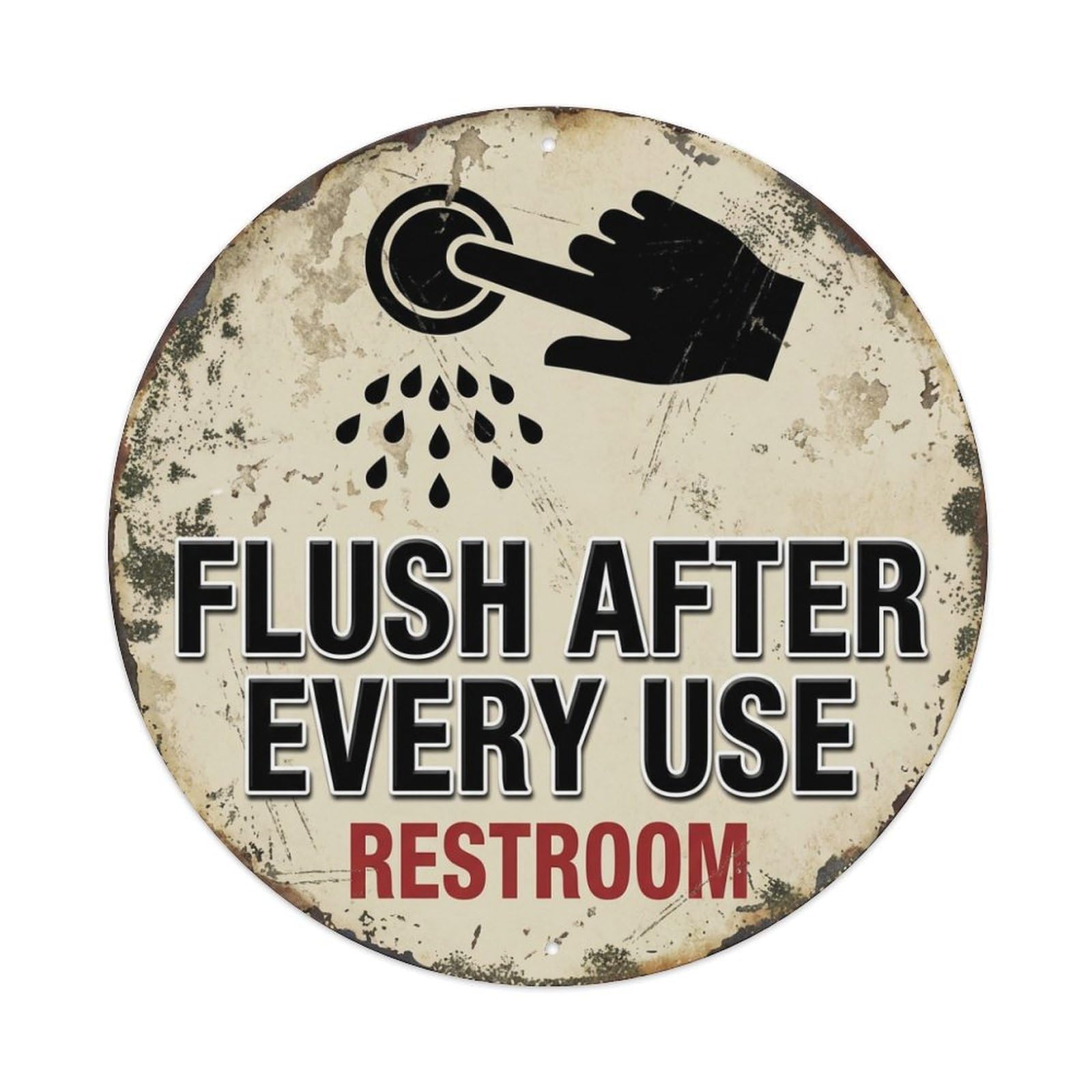 Metal Tin Sign Flush After Every Use Restroom Warning Sign