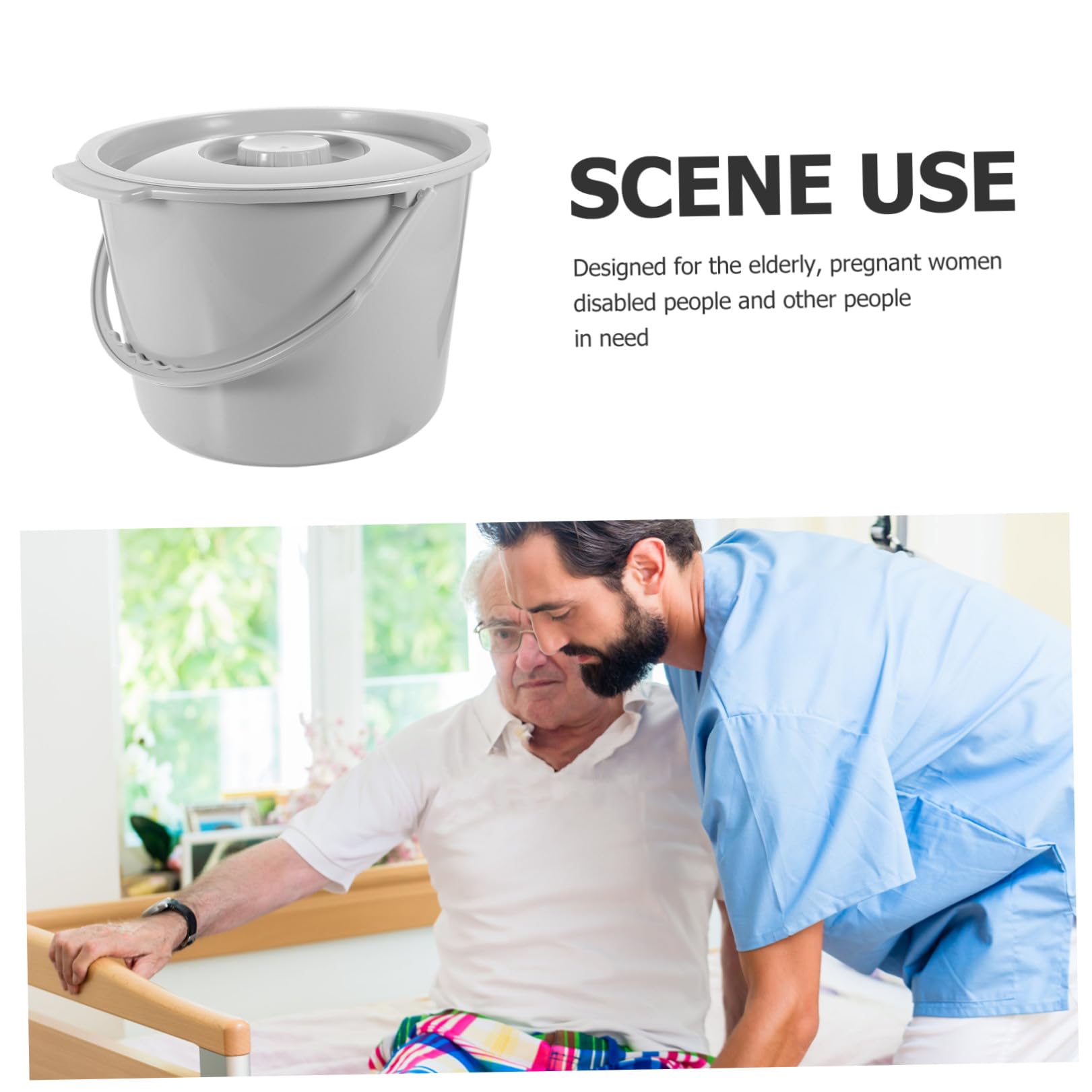 Alipis Vaso da Notte Portatile in Plastico Coperchio per Camera da Letto, Design Pratico e Funzionale, per Uso Domestico e Assistenziale