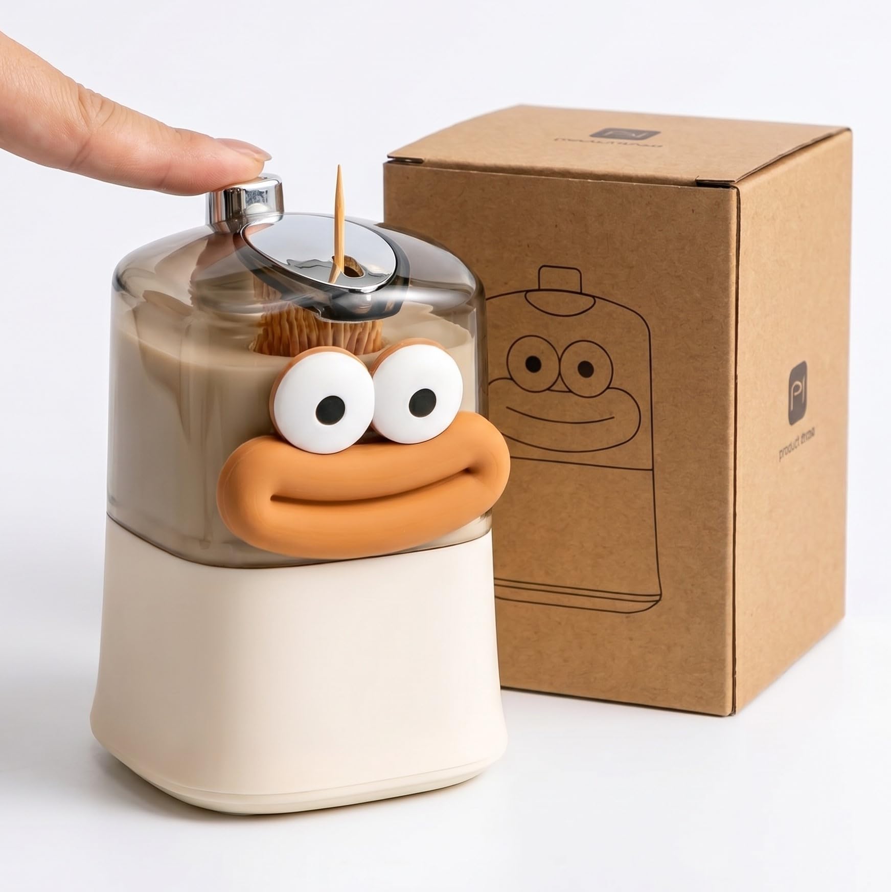 Cartoon Shape Automatic Toothpick Dispenser, Push-On Toothpick Holder, Portable Square Retractable Toothpick Holder, Toothpicks Container for Home, Kitchen & Restaurant-image-5