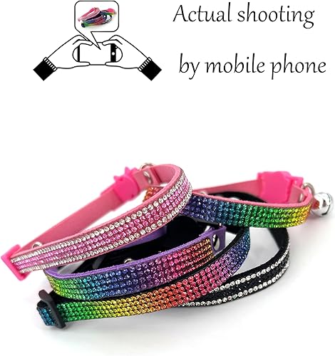 Miniatura 5 de Petank Breakaway - Collares de gato para niñas, collar de gatito brillante con campanas, lindo collar de gato con campanas, collar de gato rosa,