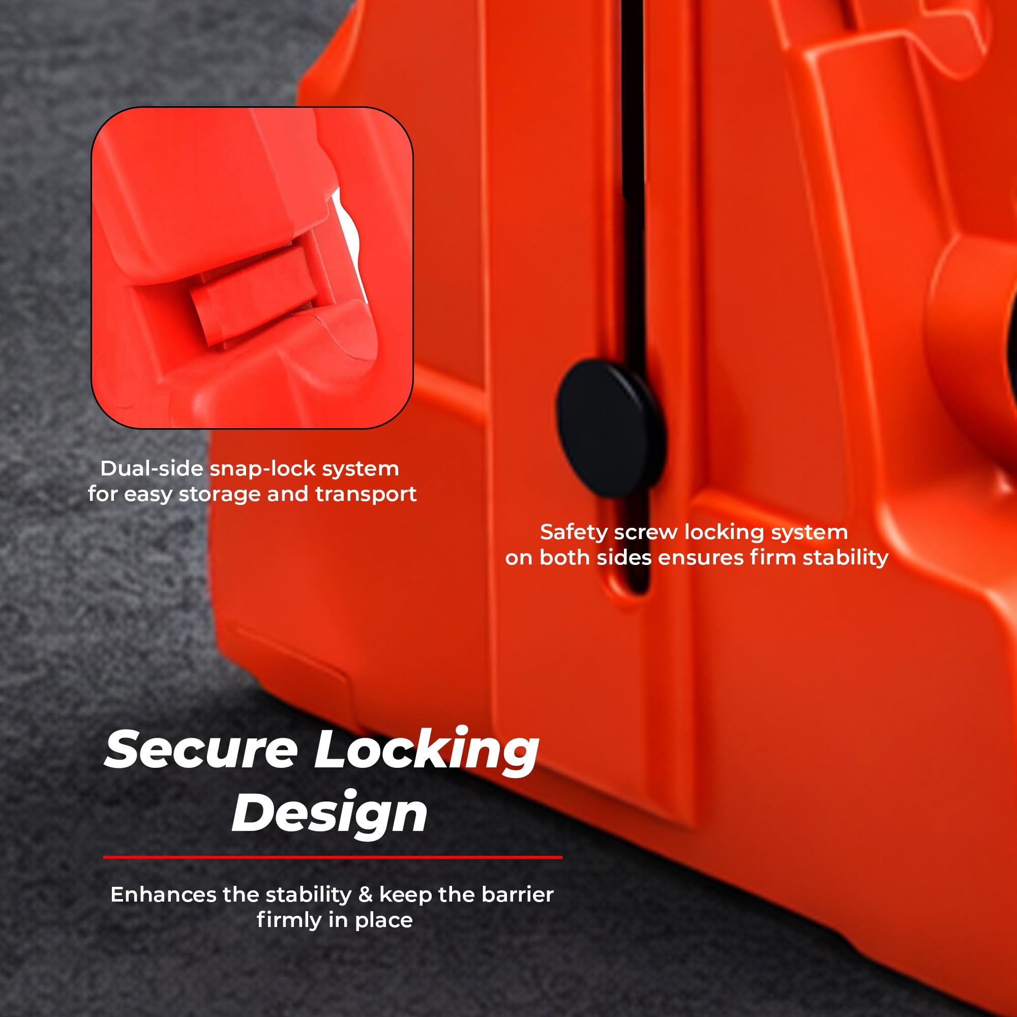 Berry Barrera de seguridad expandible de 2,5 metros, color rojo, barrera de seguridad plegable con tiras reflectantes, barrera de control de multitudes portátil rellenable con agua para almacenes