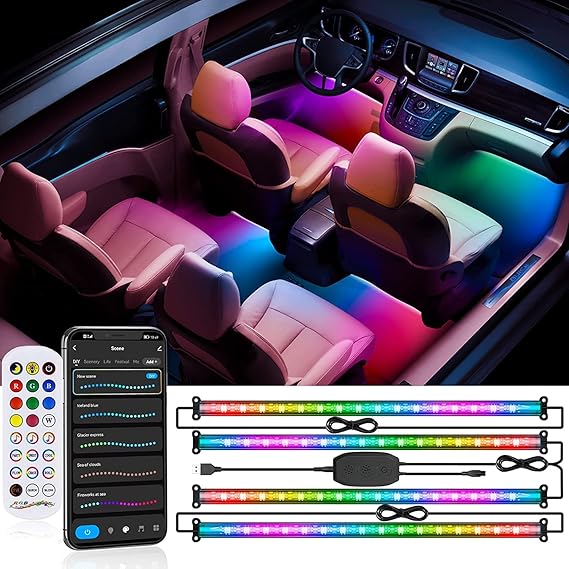 Sanwo LED Lights for Cars Interior, 2 Generation App Smart