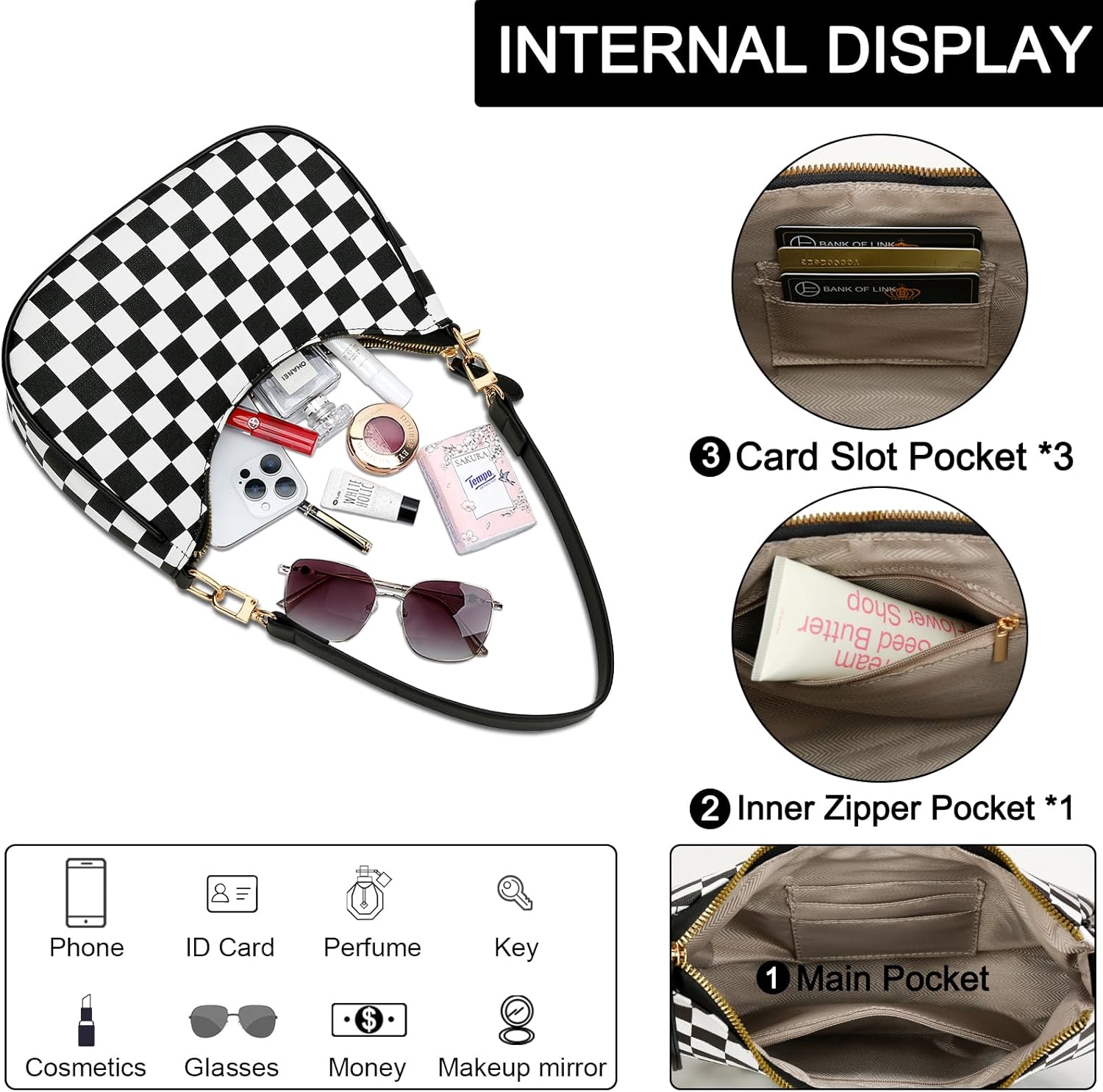 KKXIU Shoulder Bag for Women Cute Hobo Purses and Handbags Retro Clutch Underarm Purse | Cute, Retro, Cute, Retro - Image 5