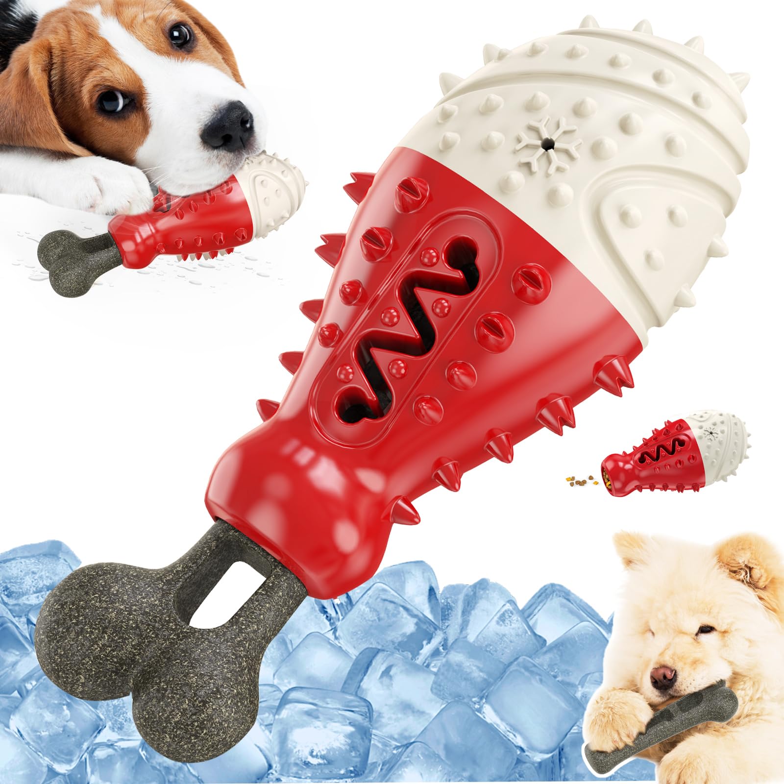 GOLDROC Cooling Dog Chew Toy for Teething & Enrichment – Natural Coffee Wood & TPR, Freezable Design, Treat Dispensing, Durable & Eco-Friendly for All Breeds