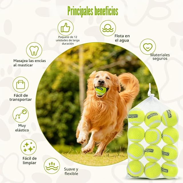 Foto 3 de 8 de Nobleza Pelota Perro, 24 Pack Interactiva Pelotas Tenis para Perros, Pelota de Caucho Natural